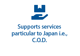Supports services particular to Japan i.e., C.O.D.